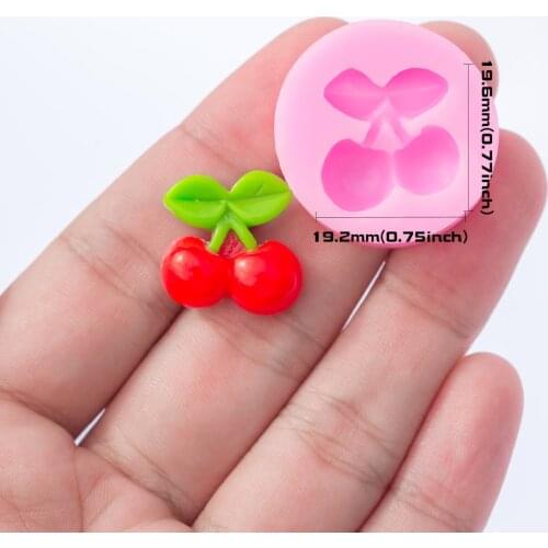 YF117 Cherry Silicone Mold - for Dessert Sugarcraft Fondant Chocolate Candy Resin Jewelry Charm Necklace Clay