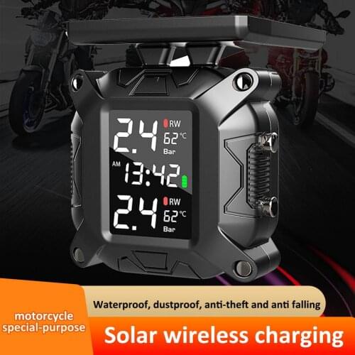 Motorcycle Solar Power TMPS Tire Pressure Monitoring System With 2 External Sensors