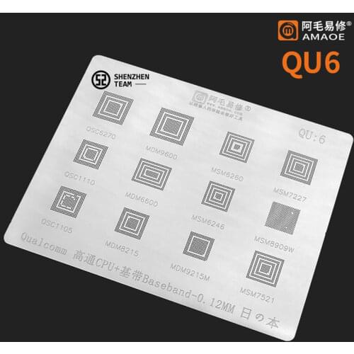 AMAOE Stencil QU:6 QU6 For Qualcomm QSC6270 MDM9600 MDM6260 MSM7227 MSM8909W MSM7521 QSC1110 CPU Baseband Reballing Stencil