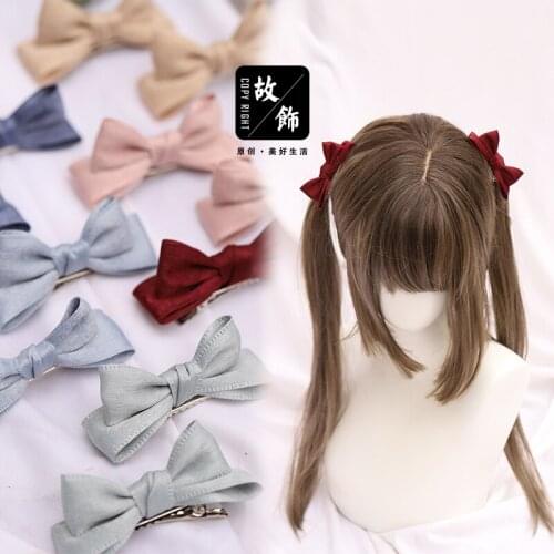 Japanese Girl Ribbon Bowknot JK Uniform Pair Clip Handmade Headdress Hairpin Solid Color Daily Cute Double Ponytail Accessories