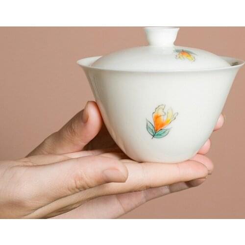 Japaness Style Kung Fu Tea Cup Handmade Ceramic Gaiwan Teaware Porcelain Home Drinkware Tea Cup Set