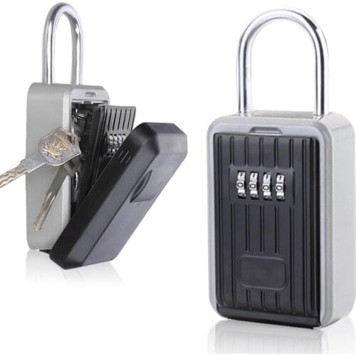 Key Lock Box, Key Storage Lock Box Aluminium Alloy Key Safe Box Weatherproof 4 Digit Combination for Indoors and Outdoors