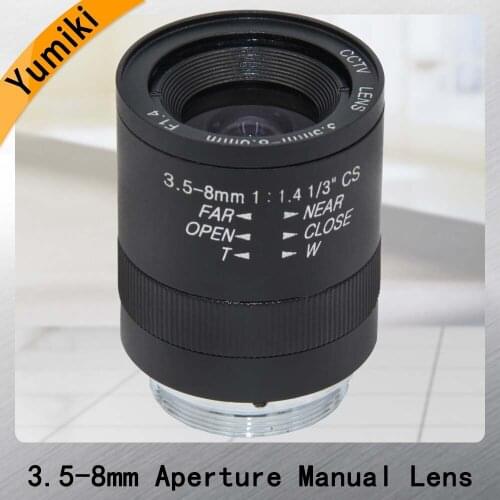 Yumiki 1/3 format 3.5-8mm F1.4 home security box manual iris camera lens 720P for cctv camera