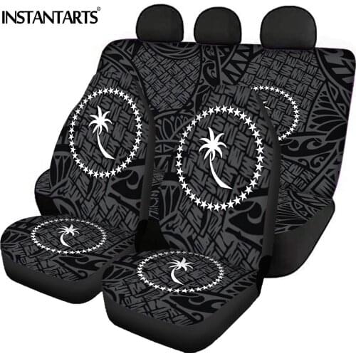 INSTANTARTS CHUUK Flag Printed Comfortable Front and Rear Automobile Seat Protector Anti-Slip Car Seat Cushion Polyester Fabric