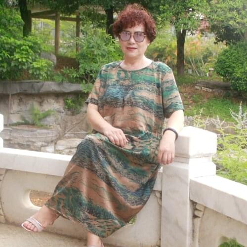 Office woman dress elegant vestidos casual loose print 6xl 7xl plus size dresses women short sleeve summer dress fashion H420