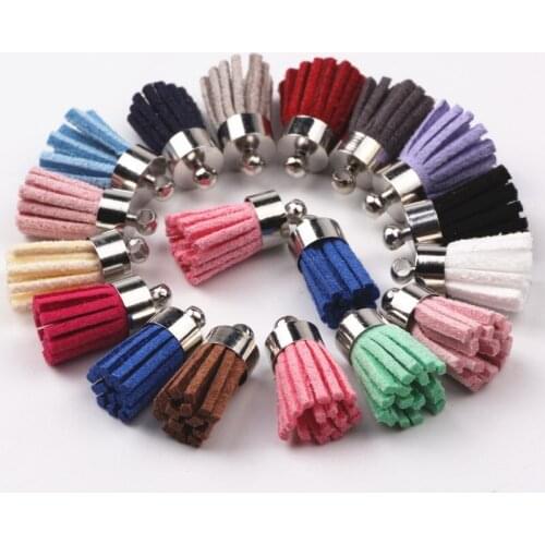 100pcs Mix Color Tassels 16mm Small Suede Tassel Earring Necklace Parts Jewelry With Copper Metal Caps Diy Accessories