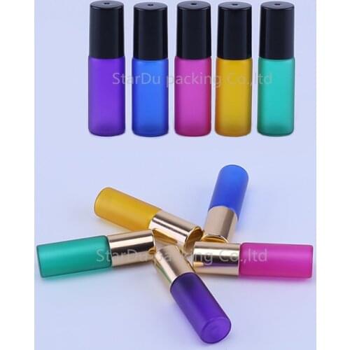 20pcs 5ml Frosted Colors Perfume Glass Bottle with Glass/metal Refillable Bottles
