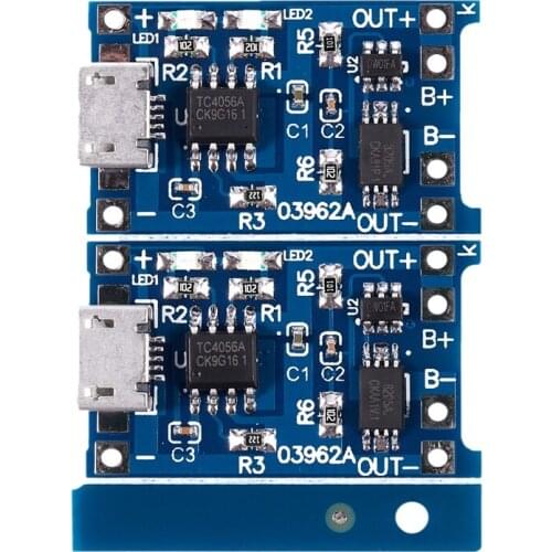 2PCS Blue 5V Micro USB 1A 18650 Lithium Battery Charging Board