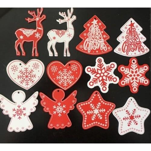 200pcs/lot Natural Wood Christmas Ornaments Pendant Hanging Gifts Xmas Tree Decor Home Wedding Decoration