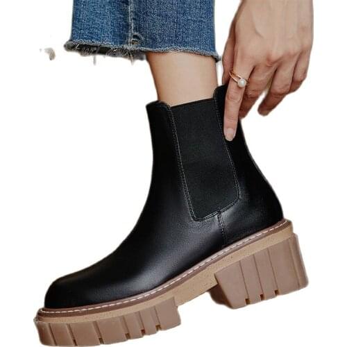 Arden Furtado 2021 Spring and Autumn fashion boots pure color Round Toe Concise Slip-on Comfortable Elegant ankle boots