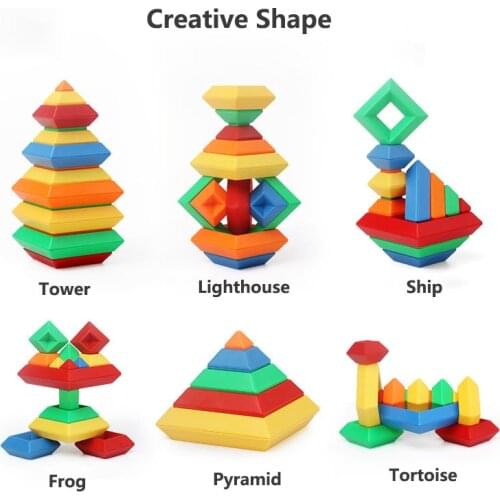 25Pcs Infant Shining Baby Blocks Toys Stacker Plastic Toys for Kids Creative Building Blocks Children Rainbow Circle Tower Stack