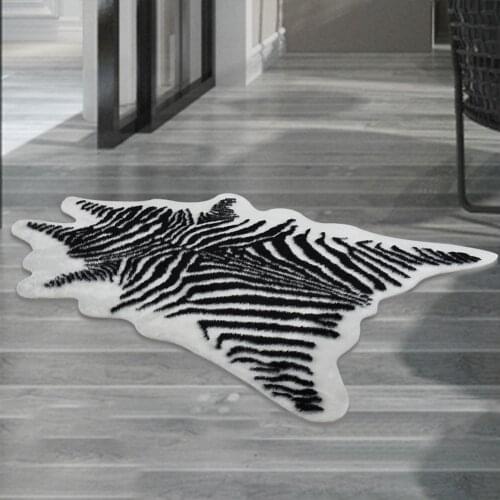 3 Size Zebra Printed Cowhide faux skin leather NonSlip Antiskid Mat Animal print Carpet for home