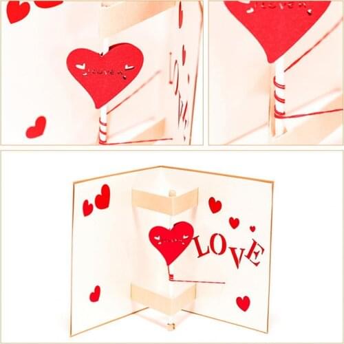 3D Pop Up Greeting Card Valentine Handmade Heart Paper Birthday Wedding invitation Creative Love Blessing Card Festive Supplies