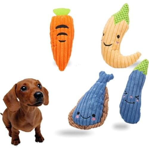 4 PCS Squeaky Dog Chew Toys Fruits and Vegetables Interactive Stuffed Plush Doll for Small Medium and Large Pets Wholesale XB