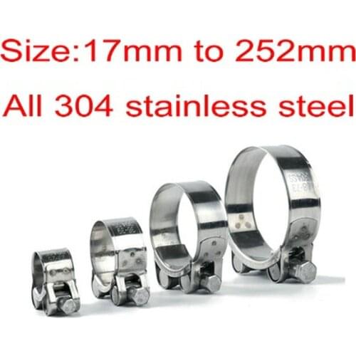 5pcs 304 Stainless Steel Heavy Duty Hose Clamp Clip Circular Pipe Clamp Air Water Tube Clips Water Pipe fasteners Fuel Clamps