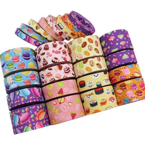 5 yards Macaron Sweet Printing Embossed Ribbon Ribbon Handmade Bowknot Hair Accessories Hairpin Material