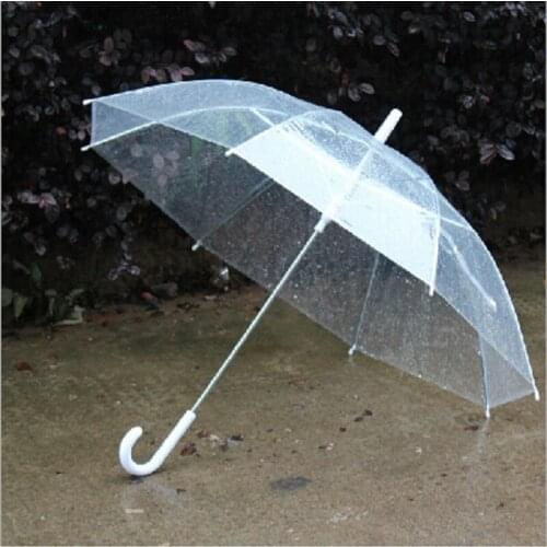 50PCS Wholesale Transparent Multicolor Umbrellas Clear PVC Umbrellas Long Handle Rainproof Umbrellas
