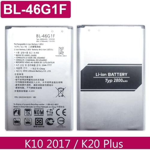 BL-46G1F Battery for LG K10 2017 Version K20 Plus TP260 K425 K428 K430H M250 Cell Phone Replacement Battery 2700mAh
