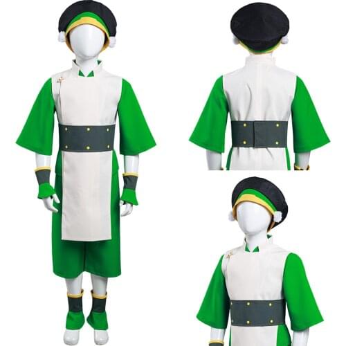 Fast Delivery Avatar: The Last Airbender Toph hengfang Cosplay Costume Kids Children Vest Pants Outfits Halloween Carnival Suit