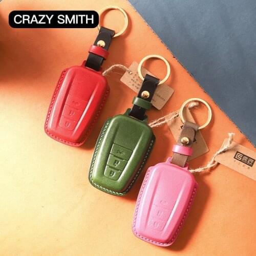 Crazy Smith Smart Car Key Case Cover for Toyota Camry/Prado/Avalon/IZOA NEW Hand Sewing High Grade Full Grain Genuine Leather
