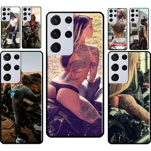Motorcycle girl Sexy tattoos Phone Case For Samsung Galaxy S8 S9 S10 Plus S20 FE Note 10 Plus Note 20 Ultra S21 Coque