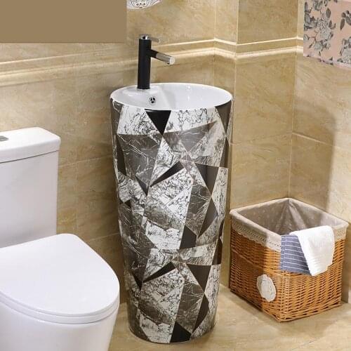 Black And White Washbasin Floor Type Artistic Wash Basin Balcony Bathroom Ceramic Hand Washing basin bathroom sinks wash basin