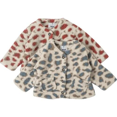 Kids 1-8 years little girls fashion 2020 autumn winter leopard warm thick print coat cashmere sweater cardigan outerwear clothes