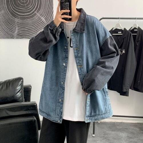 Mens Denim Jacket Spring Autumn Streetwear Men Clothing 2021 Vintage Loose Korean Style Fashion High Street Jackets Man Women