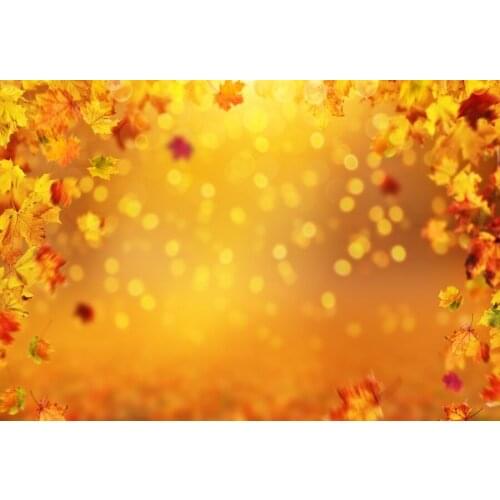 Laeacco Photo Backgrounds Autumn Maple Polka Dots Yellow Light Bokeh Portrait Photographic Backdrops Photocall Photo Studio