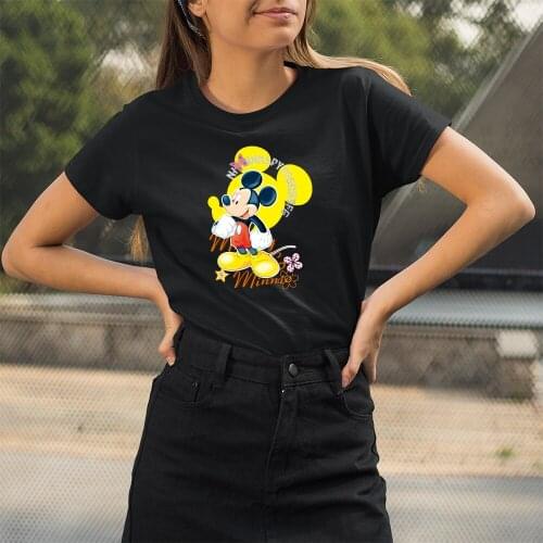 Short Sleeve T-shirts Female Kawaii Fashion Outdoor Style Comfortable Dropship Disney Mickey Mouse Cartoon Printing Tshirts Top