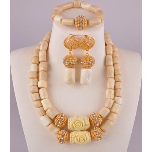 Graceful white coral necklace jewelry set nigerian traditional wedding costume necklace african set