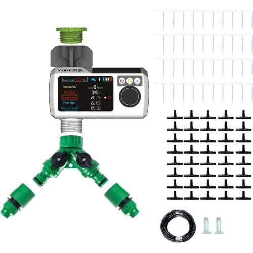 DIY Misting Irrigation Kit with Solar Powered Watering Timer Hose Adjustable Nozzles Garden Irrigation Cooling System