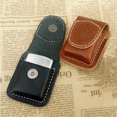 Cigarette Lighter Case Leather Lighter Holder Pouch Box Loop for flat Zippo Lighter Case leather sheath no Lighter