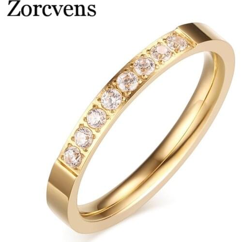 ZORCVENS Cute 3mm Romantic Wedding Engagement Rings Women AAA+ CZ Stone Gold Black silver color