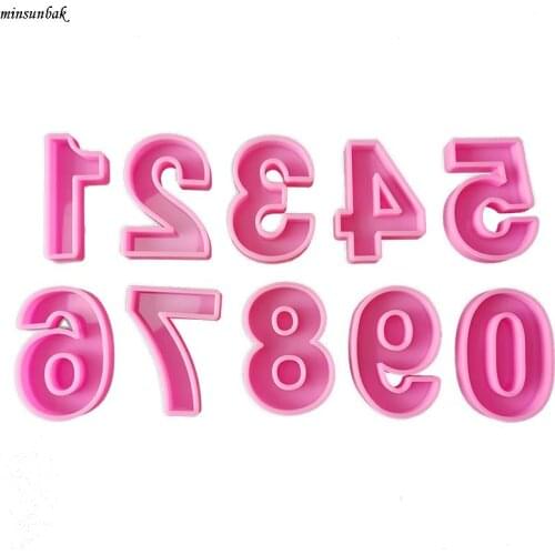 Minsunbak Jumbo 4 Inch Large Letter Silicone Mold 0-9 Large Number Soap Mold DIY Epoxy Concrete Desktop Decorations