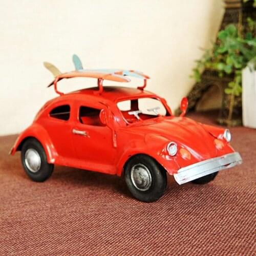 Handmade Cars Model with Surfing Board Vintage Metal Craft Retro Car Model Shooting Props Creative Bar/Pub/Cafe Decoration Gift