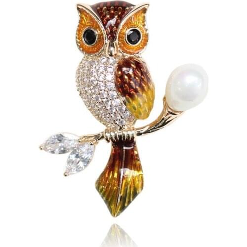Ancient Womens Mens Owl Korean Zinc Alloy Trendy Imitation Rhinestone Brooch Badge Christmas Gifts Accessories