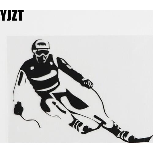 YJZT 13.8CMX10.2CM Cool Winter Sport Ski Skier Decal Vinyl Car Sticker Black/Silver 8A-0315