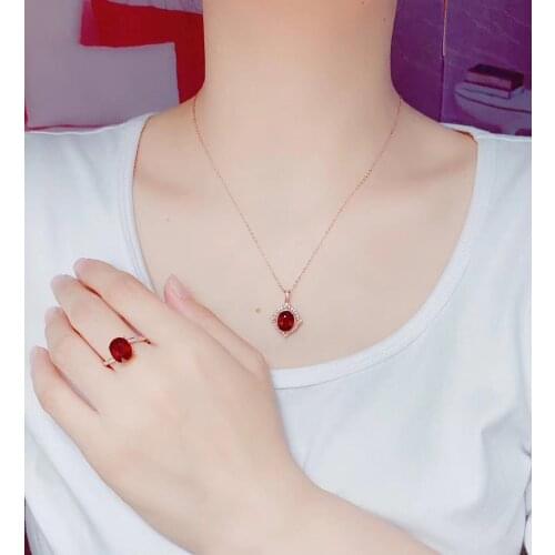 New Coming Natural and Real Natural Ruby jewelry set Natural Real Ruby 925 sterling silver 1pc Ruby pendant,1pc Ruby ring