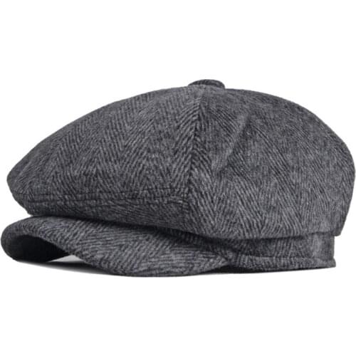 Autumn Newsboy Caps Men Retro Wool Octagonal Hat Driver Flat Cap British Style Beret Middle-aged Duckbill Painter Hat gorras