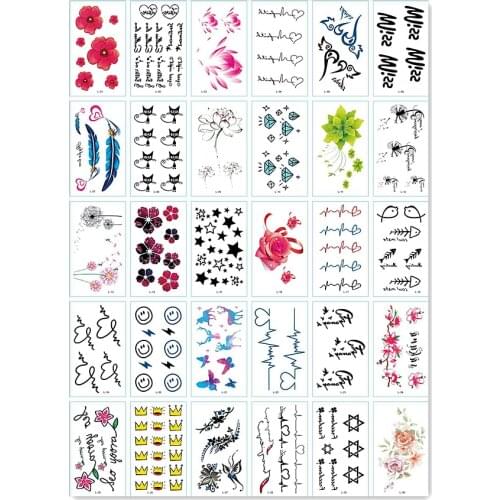 30PCS flower buttons Fashion Women Girl boys Temporary Tattoo Sticker Full Flower Arm Body Art Big Large Fake Tattoo Sticker