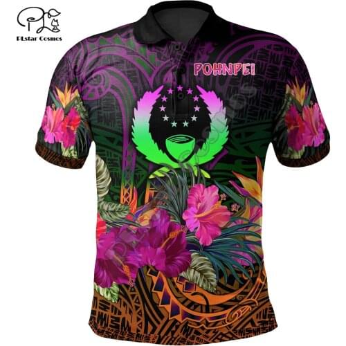 PLstar Cosmos Pohnpei Polynesian Culture Tribe Art Island Tattoo 3DPrint Men/Women Summer Polo Shirts Streetwear Short Sleeve A7