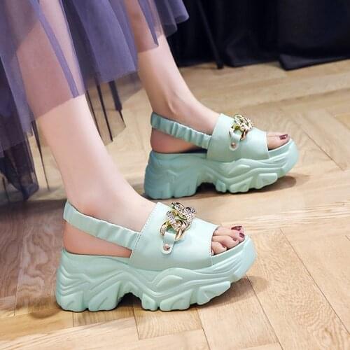High Platform Slippers Sandals Women Metal Chain Sandalias Thick Sole Chunky Slides Summer Casual Beach Sandals Zapatillas Mujer