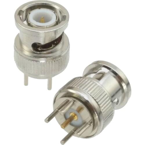 BNC male plug center solder PCB mount RF coaxial connector