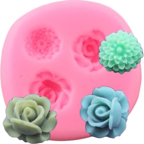 Rose Flower Silicone Mold Daisy Fondant Chocolate Mould DIY Party Cake Decorating Tools Cupcake Topper Candy Polymer Clay Moulds