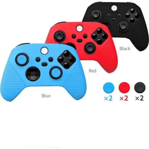 Fro Microsoft Xbox Series X/S Controller Silicone Protective Cover Game Gamepad Rubber Cover With Particle Anti Slip Rocker Cap