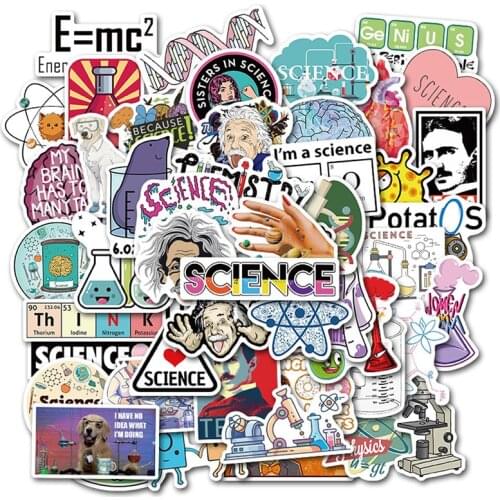 50PCS/Pack Science Experiment Chemical Programming Stickers DIY Laptop Phone Suitcase Stationery Decal Stickers Kids Classic Toy