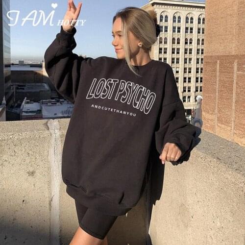 Oversized Hoodie Sweatshirt Women Aesthetic Letter Print Friends Girls 90s Sweatshirts Kpop Harajuku Roupas Autumn 2020 Iamhotty
