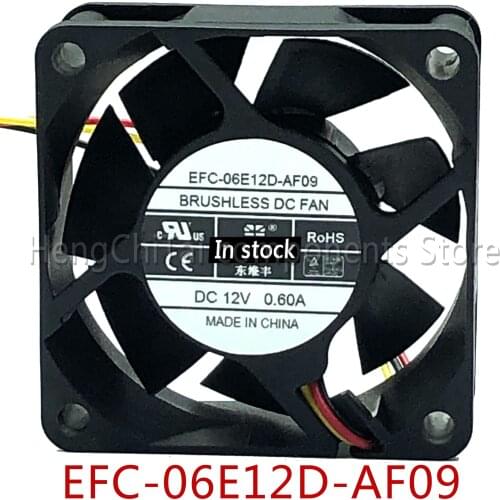 Original 100% working EFC-06E12D-AF09 6025 12V 0.60A 60X60X25mm server inverter axial cooling fan