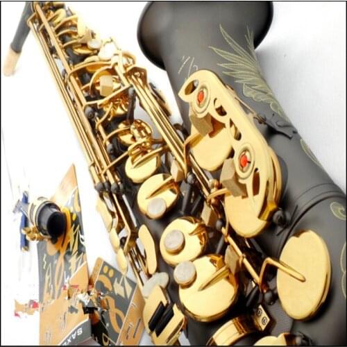 High Quality Saxophone Alto Black Nickel Gold Key Sax Professional E-flat Alto Saxophone Musical Instruments Free ship